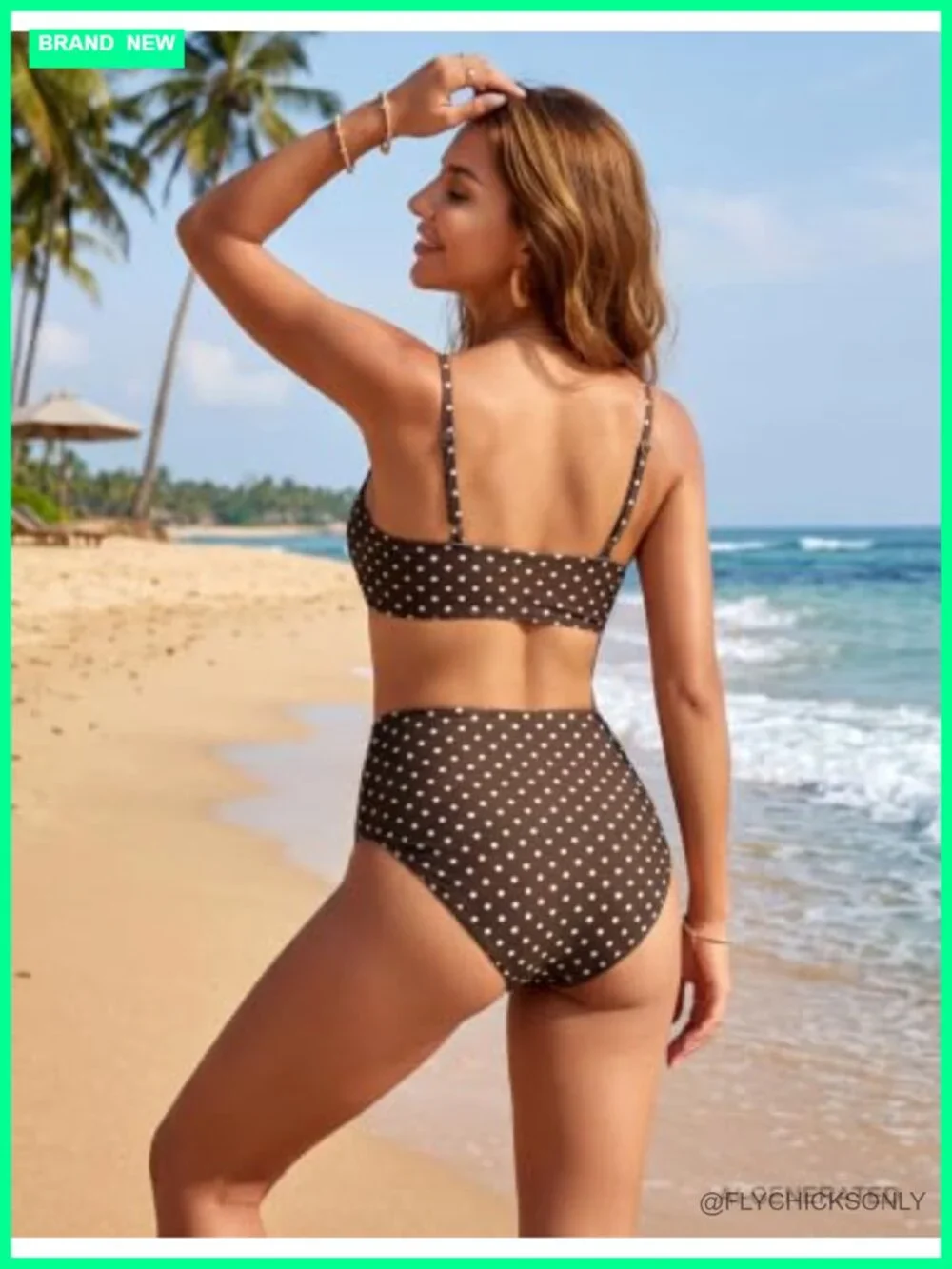 High Waisted Bikini Set Tie Knot Front Swimwear 82% Nylon 18% Spandex